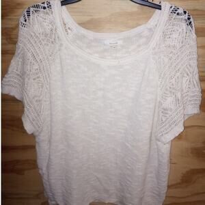 Women's Maurices Ivory Top Medium Knit Crochet Sleeve Lightweight Boho